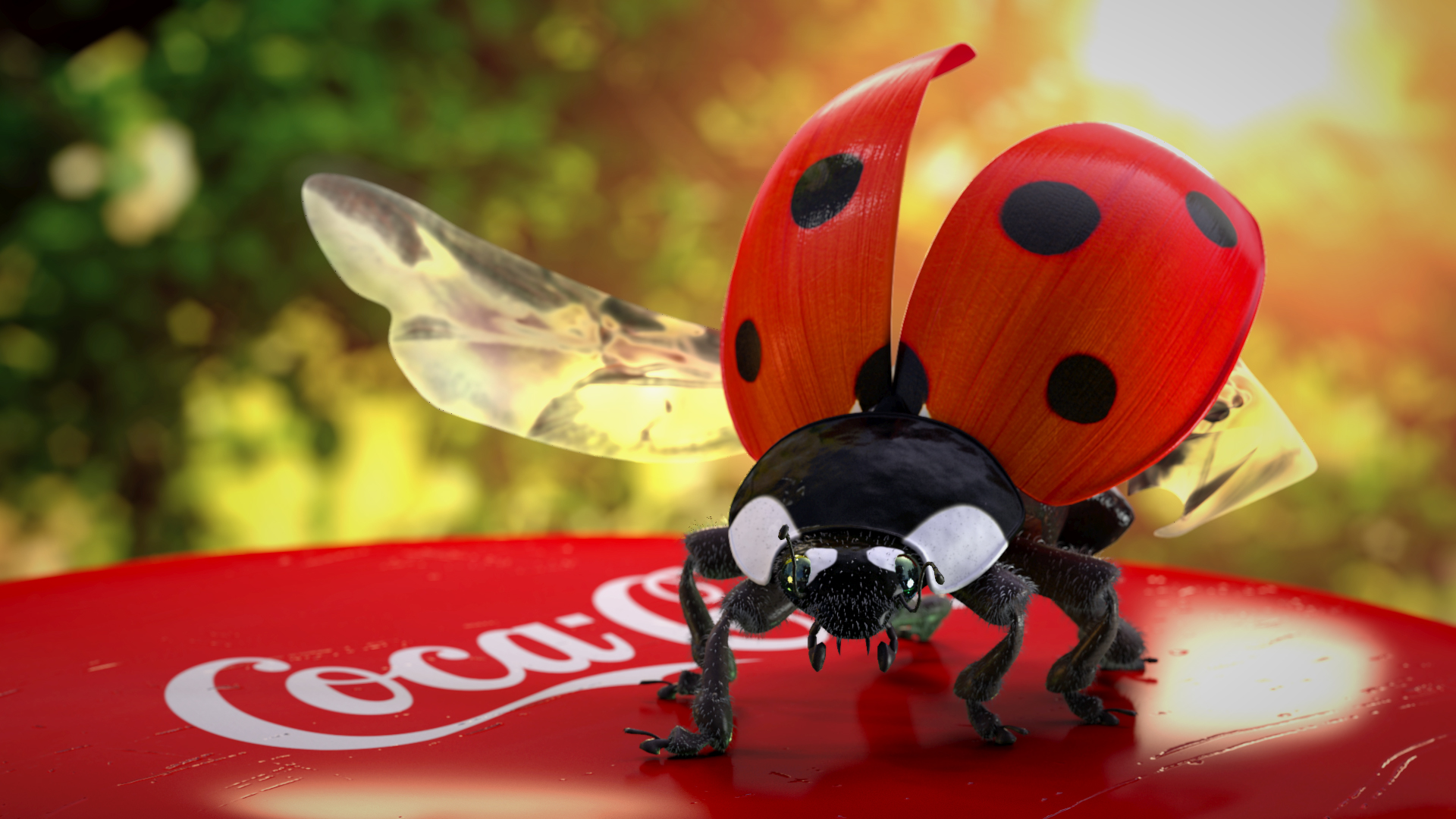 Ladybug on Coke cap